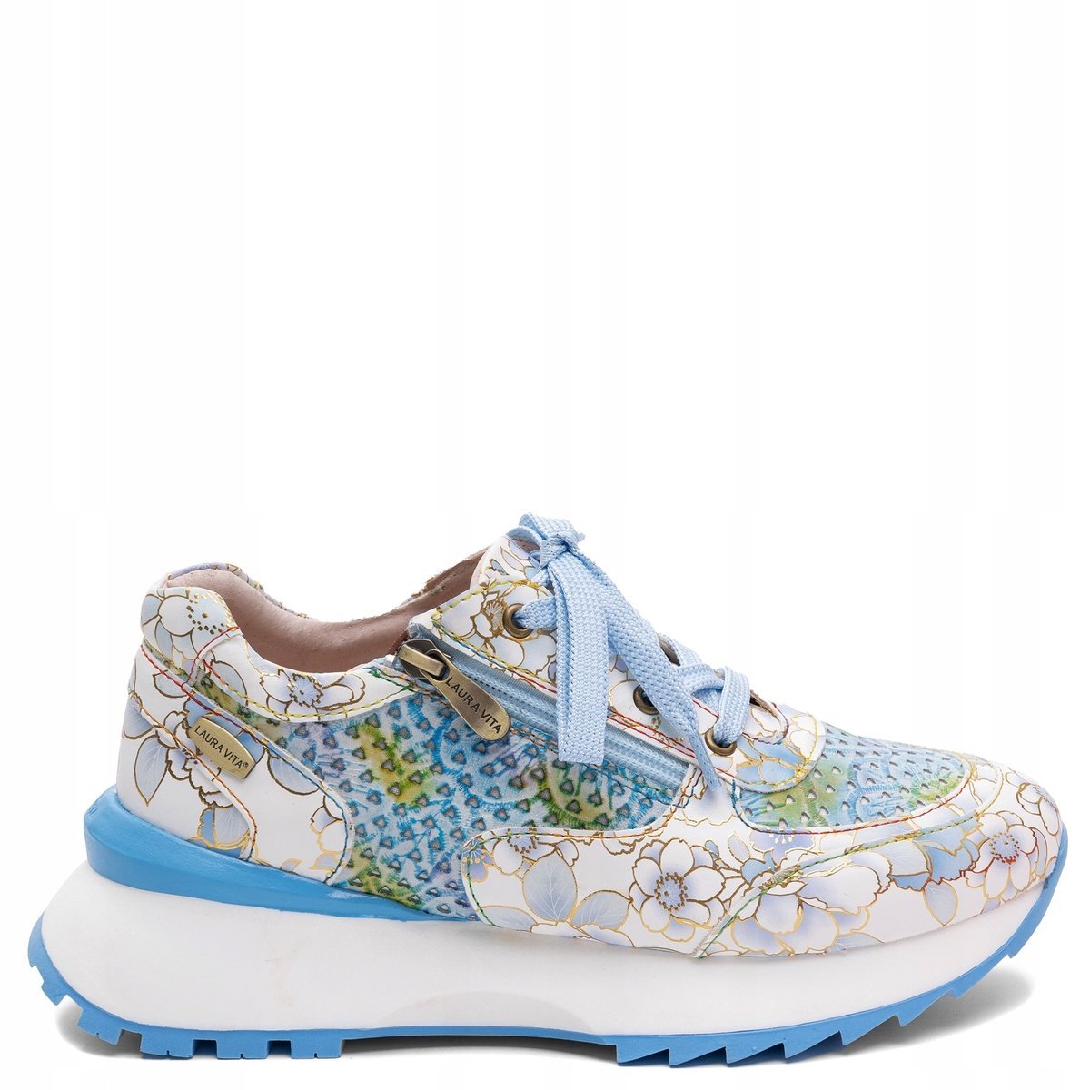 Laura Vita Skórzane Sneakersy Damskie Na Platformie TELLAO-17-BLEU r.38
