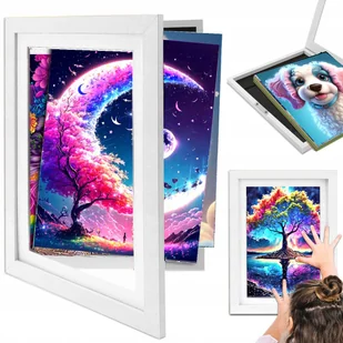 RAMKA na zdjęcia DO HAFT DIAMENTOWY Diamond Painting Drewniana Otwierana Biała 33X24 - Zabawki kreatywne - miniaturka - grafika 1