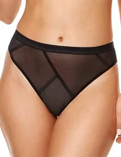 Gorteks Lara-S stringi, siatkowe tanga, bezszwowe tanga, bawełna w kroku, komfort – 38, czarny, czarny, 38 - Majtki damskie - miniaturka - grafika 1