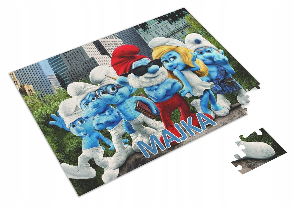 Puzzle + IMIĘ + pudełko Smerfy Smurf A4 120 el. #2