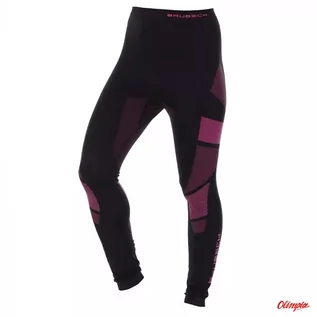Spodnie sportowe damskie - Getry termoaktywne damskie Brubeck Dry LE11850 czarny/amarant - grafika 1