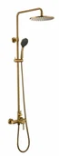 Zestawy prysznicowe - Blue Water Denver Zestaw prysznicowy natynkowy z deszczownicą złoty szczotkowany 5901730616743 - miniaturka - grafika 1