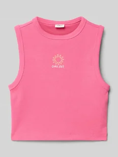 Top o kroju slim fit z dodatkiem bawełny - Koszulki dla dziewczynek - miniaturka - grafika 1