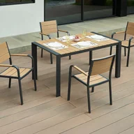 Meble ogrodowe - Zestaw ogrodowy aluminiowy : stół dł. 150 cm i 4 krzesła z możliwością sztaplowania - Jasny naturalny i antracytowy - NYROS od MYLIA - miniaturka - grafika 1