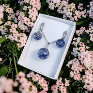 Naszyjniki - Zestaw kul z kwiatami Niezapominajki cyrkonia - miniaturka - grafika 1