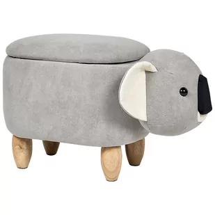 Pufa zwierzak ze schowkiem welurowa szara COALA - Pufy i podnóżki - miniaturka - grafika 1