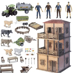 Duży zestaw farma domek z rolnikami Diy - figurka - Figurki dla dzieci - miniaturka - grafika 1