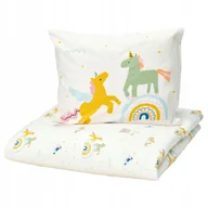 Pościel dla dzieci - Ikea Barndrom Komplet pościeli biały wzór w jednorożce 150x200/50x60 cm - miniaturka - grafika 1