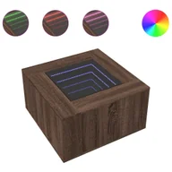 Ławy i stoliki kawowe - vidaXL stolik kawowy LED brązowy dąb 60x60x40 cm materiał drewnopochodny - miniaturka - grafika 1