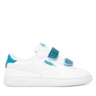 Buty dla dziewczynek - Sneakersy Puma Smash 3.0 L Glitter Velcro V Inf 395610 08 Biały - miniaturka - grafika 1
