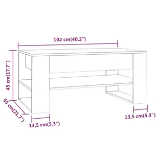 Lumarko Stolik kawowy, szary dąb sonoma, 102x55x45 cm - Ławy i stoliki kawowe - miniaturka - grafika 8