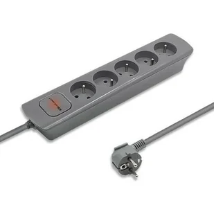 QOLTEC Listwa zasilająca 5 gniazd 1.8m Szara 50275 - Listwy zasilające - miniaturka - grafika 1