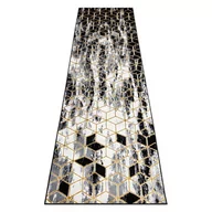 Dywany - Dywan DYWANY ŁUSZCZÓW, Chodnik GLOSS nowoczesny 409A 82 Sześcian, stylowy, glamour, art deco czarny / szary / złoty , 70x250 cm - miniaturka - grafika 1