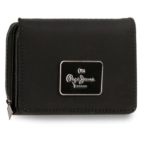 Pepe Jeans Christine Portfel z portmonetką Czarny 10x8x3 cm Poliester z Detalami ze sztucznej skóry by Joumma Bags, Czarny (Black), Talla única, Portfel z portfelem