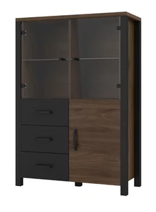 Witryna Olin 44 3D3S Czarny / Orzech Okapi - Inne meble do salonu - miniaturka - grafika 1