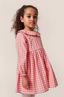 Sukienki i spódniczki dla dziewczynek - Konges Sløjd sukienka bawełniana dziecięca kolor czerwony mini rozkloszowana - grafika 1