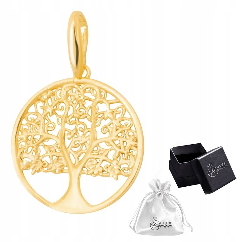Zawieszka pozłacana Drzewko Szczęścia Życia Piękny wisiorek Srebro pr. 925