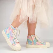 Buty dla dziewczynek - BEPPI 2205430 trampki dziecięce wysokie na platformie - miniaturka - grafika 1