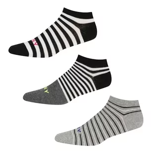 DKNY Niewidzialne skarpetki damskie w kolorze czarnym/białym z paskami, idealne do mokasynów i butów sportowych o niskim kroju. Rozmiar 4-7, wielokrotne opakowanie 3, Charcoal/Black/Grey Stripe, 37-40 - Skarpetki damskie - miniaturka - grafika 1