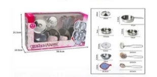 Zestaw kuchenny metalowy 11el - zabawka - Zabawy w naśladowanie dorosłych - miniaturka - grafika 1
