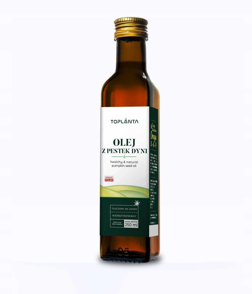 Olej z pestek dyni tłoczony na zimno 250ml Toplanta świeży co 2 tygodnie