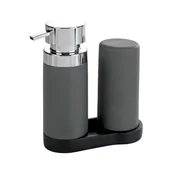 Mydelniczki i dozowniki mydła - Zestaw 2 szarych dozowników do płynu do naczyń Wenko Squeeze, 250 ml - miniaturka - grafika 1
