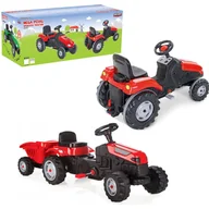Jeździki dla dzieci - COIL Traktor na pedały z przyczepą ogromny traktorek duży dla dzieci jeździk 115cm czerwony - miniaturka - grafika 1