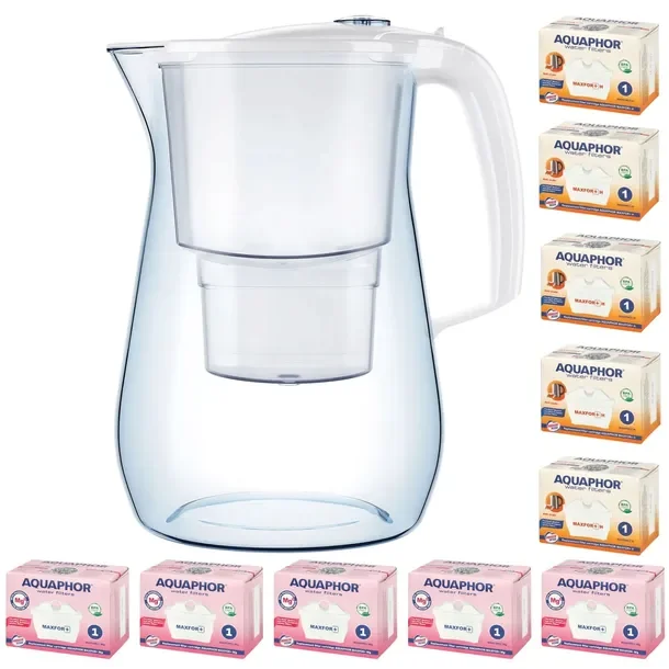 Dzbanek filtrujący Aquaphor Onyx 4,2 l + 10 wkładów (5Mg +5H), biały ZESTAW