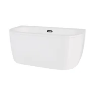 Wanny - Besco Wanna przyścienna Volya 150x75 cm kompozyt biały połysk syfon klik-klak z przelewem slim czarny WKV-150-WSC - miniaturka - grafika 1