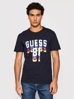 Koszulki męskie - GUESS T-Shirt M1BI37 J1311 Granatowy Slim Fit - grafika 1