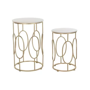 Emaga Komplet 2 Stolików DKD Home Decor Złoty Metal Biały Marmur (38 x 38 x 60 cm) (2 pcs) - Ławy i stoliki kawowe - miniaturka - grafika 1