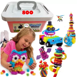 Rzepy klocki w kuferku kolorowe kulki kreatywne układanka zestaw xxl 400 + elementów - Układanki dla dzieci - miniaturka - grafika 1