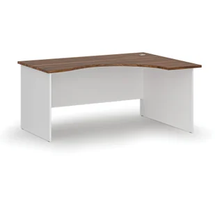 Biurko narożne PRIMO WHITE, 1600 x 1200 mm, prawe, biały/orzech - Biurka - miniaturka - grafika 1