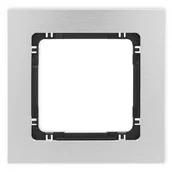 Klawisze i ramki - Karlik Ramka pojedyncza Deco metal - aluminium szczotkowane, czarny - miniaturka - grafika 1