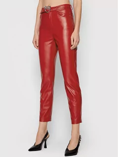 Spodnie damskie - Pinko Spodnie z imitacji skóry Susan 15 1G16WU 7105 Czerwony Skinny Fit 8055209239616 38, 40, 42, 44, 46 - grafika 1