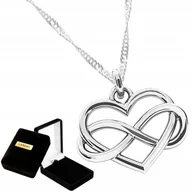 Naszyjniki - Naszyjnik Srebrny 925 z Nieskończonością Wieczna Miłość Love Serduszko - miniaturka - grafika 1