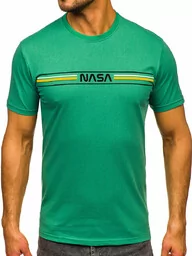 Zielony bawełniany t-shirt męski z nadrukiem Denley 5052 - Koszulki męskie - miniaturka - grafika 1