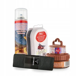 Pasta do Butów Jasny Brąz Impregnat Czyścik i Szmatka Palc Zestaw 4w1 - Środki do obuwia i ubrań - miniaturka - grafika 1