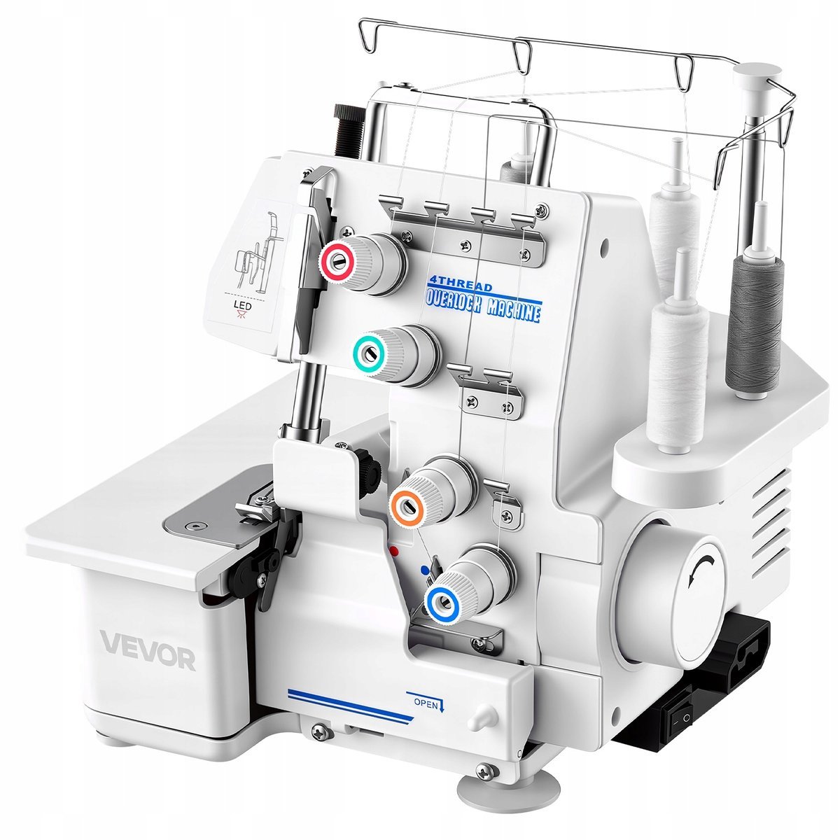 MASZYNA DO SZYCIA OVERLOCK VEVOR 1250 ŚCIEGÓW MIN MOCNA METALOWA RAMA LED