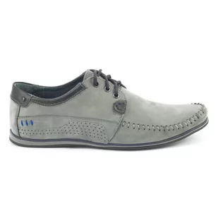 Buty Męskie skórzane mokasyny 875 szare - Komodo - Mokasyny męskie - miniaturka - grafika 1