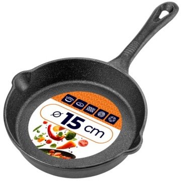 Patelnia Żeliwna Mała 15cm Indukcja Ognisko Gaz Grill Żeliwny Talerz Trwała