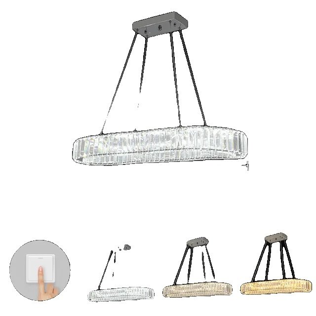 Kryształowy żyrandol, nowoczesny design, wisząca lampa wisząca, owalna L70cm, zimna biel