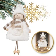 Ozdoby bożonarodzeniowe - ANIOŁ ŚWIĄTECZNY BOŻE NARODZENIE Z PLUSZU BIAŁY ASN12B - miniaturka - grafika 1