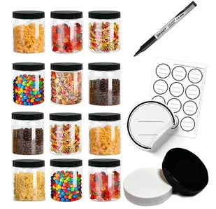 Słoik pojemnik plastikowy 500ml makaron x12 ZC słoiki z naklejkami - Pojemniki kuchenne - miniaturka - grafika 1