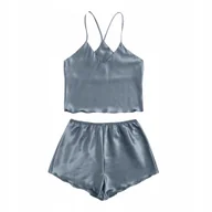 Piżamy damskie - damska PIŻAMA satynowa dwuczęściowa KOMPLET top spodenki lato ROZMIAR L 12 - miniaturka - grafika 1