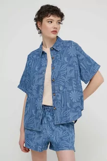Koszule damskie - Roxy koszula jeansowa Beach Nostalgia damska kolor niebieski relaxed z kołnierzykiem klasycznym ERJWT03621 - grafika 1