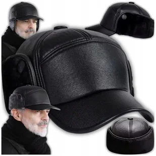 Zimowa Czapka Z Daszkiem Chowane Nauszniki Ciepła Dla Starszej Osoby Zimę - Czapki damskie - miniaturka - grafika 1