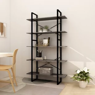 vidaXL 5-poziomowy regał na książki szary 100x30x175 cm sosna 3082005 - Regały - miniaturka - grafika 1