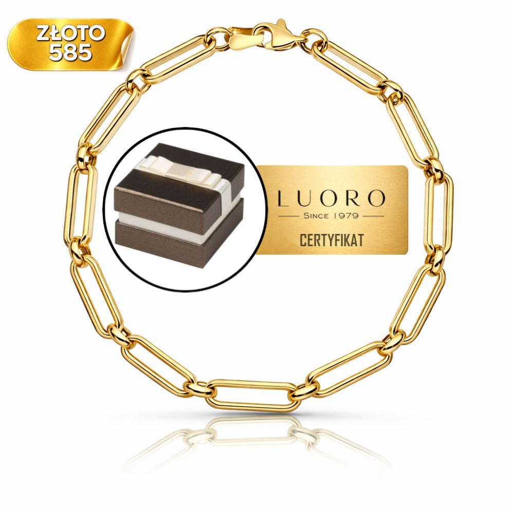 BRANSOLETKA ZŁOTA 585 14K DŁUGIE OGNIWA ŻÓŁTE ZŁOTO 17 CM ELEGANCKA