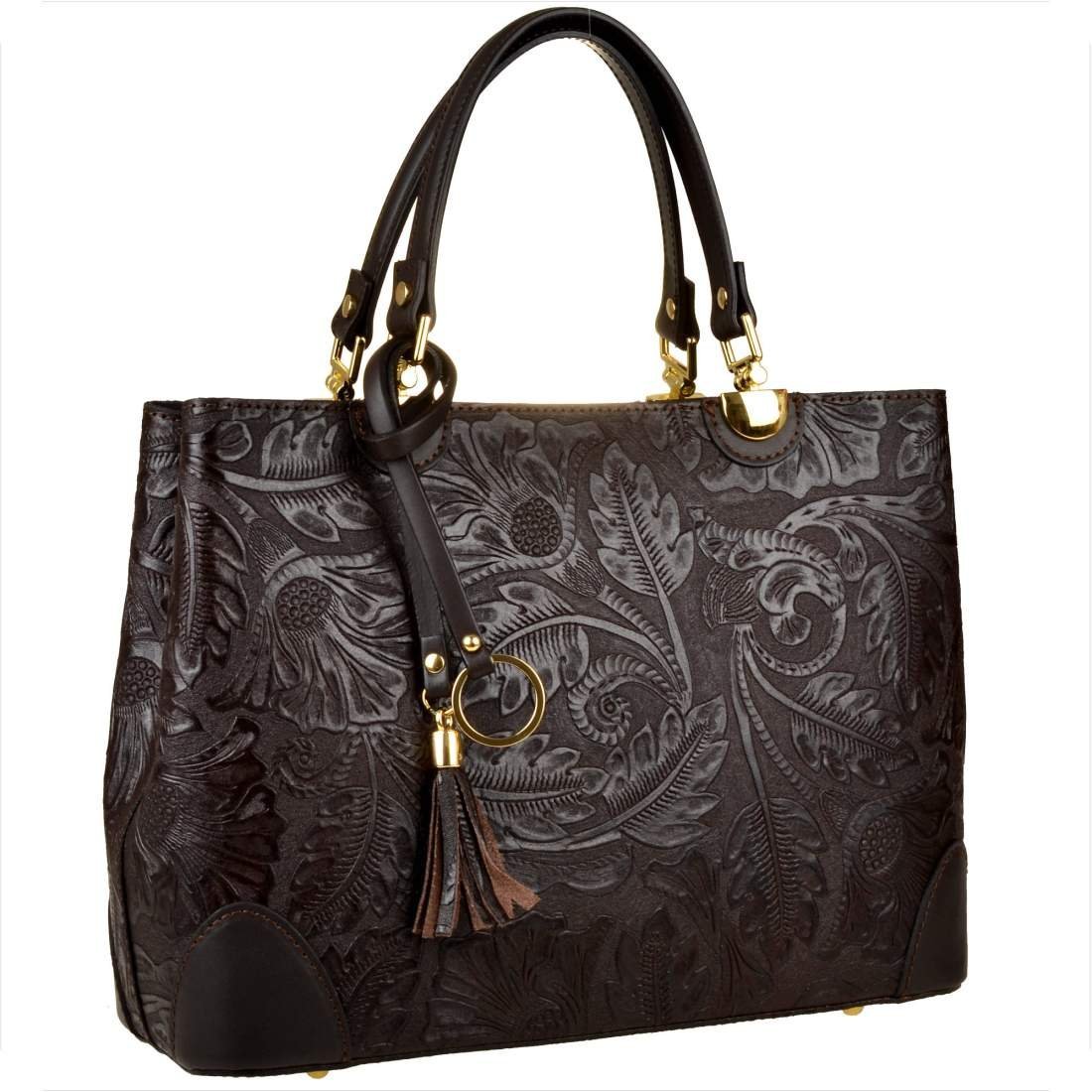 Skórzana torebka shopper kuferek L brąz czekolada